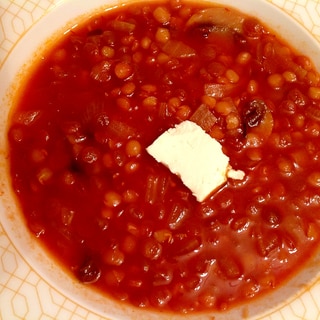 レンズ豆とマッシュルームのトマトスープ